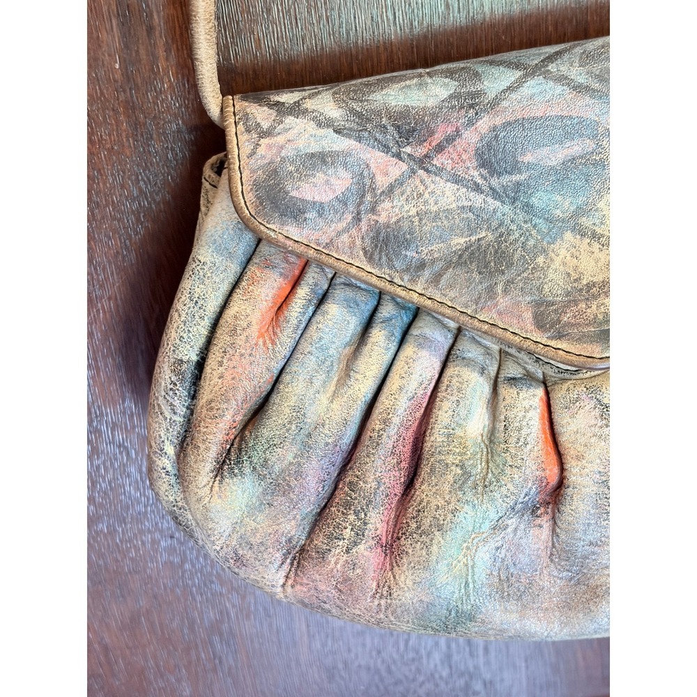 Jane Yoo Vintage Hand Painted Leather Bag Bundle 2pc Abstract Wearable Art 90s - Picture 7 of 16
